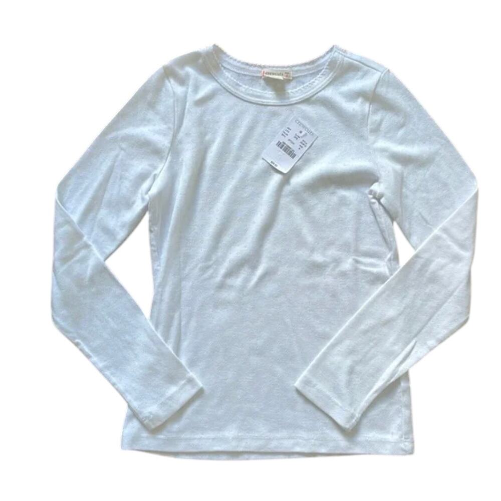 J Crew Crewcuts Girls Puff Pointelle T Shirt XXS 2 3 White Cream NWT Tee BS646